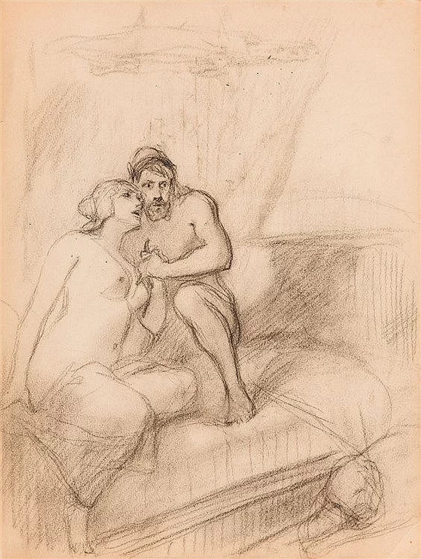 Scena tratta dall'Odissea di Omero. Ulisse nel letto di Circe